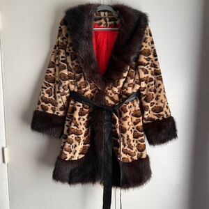 Cheetah Leopard Faux Faur Coat Belted SHEIN Curve Size 2XL Soft Animal Print